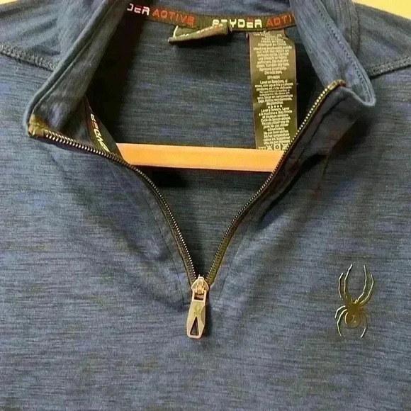 Spyder Active 1/4 Zip Long Sleeve Pullover Size Small Blue - Picture 6 of 7